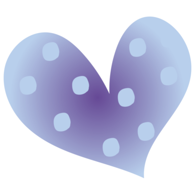 青色の水玉ハート