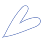 青色の細いハート