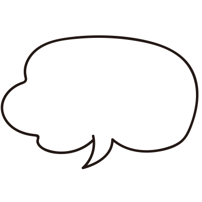 かたっぽふわふわの吹き出し（白）