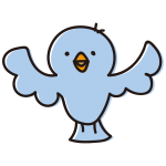青色の広げた鳥