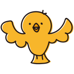 黄色の広げた鳥