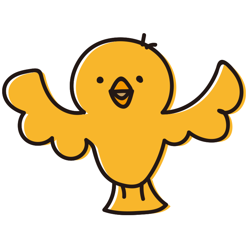 黄色の広げた鳥の無料 フリー イラスト てがきっず 可愛い手描きイラスト 保育園 小学校 Pta向けのフリー素材