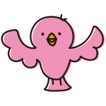 ピンクの広げた鳥