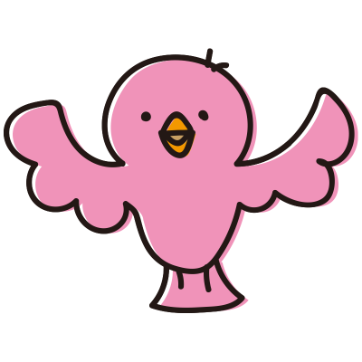 ピンクの広げた鳥