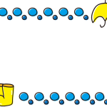 長靴と傘の水玉の枠