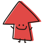 顔のある矢印　ばんざい赤