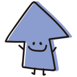 顔のある矢印　ばんざい青