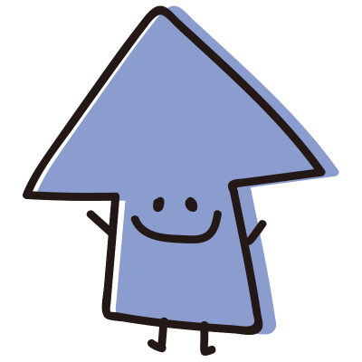 顔のある矢印　ばんざい青