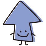 顔のある矢印　正面青