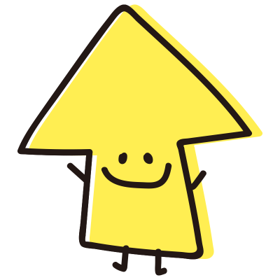 顔のある矢印　ばんざい黄