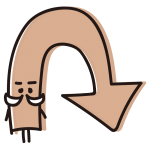 顔のあるUターン矢印