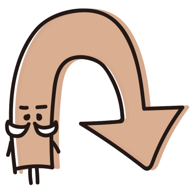 顔のあるUターン矢印