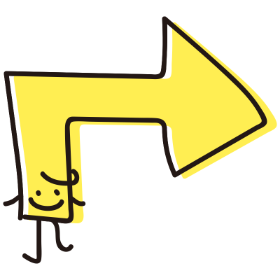 顔のある横矢印　黄