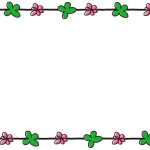 クローバーと赤い花の枠