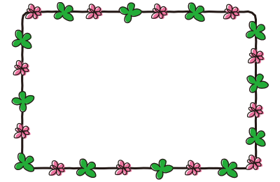 クローバーと赤い花の枠