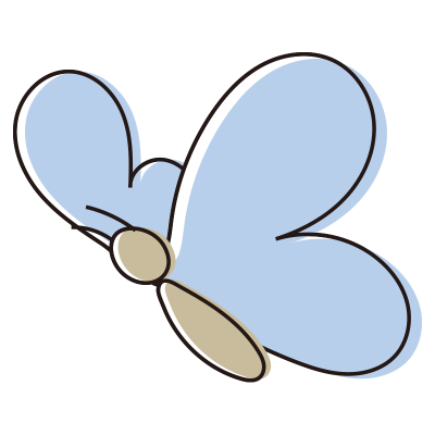 シンプルな青い蝶（斜め）