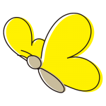 シンプルな黄色い蝶（斜め）