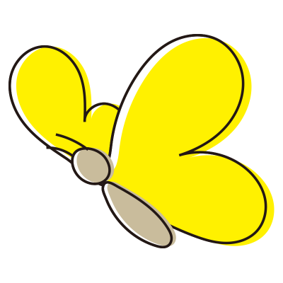 シンプルな黄色い蝶（斜め）