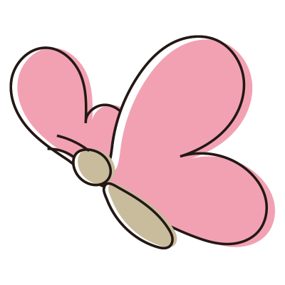 シンプルなピンクの蝶（斜め）