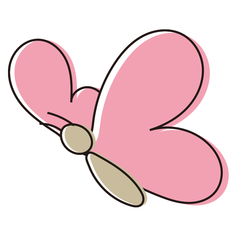 シンプルなピンクの蝶（斜め）