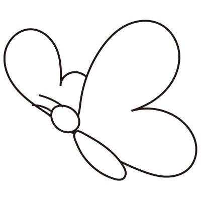 シンプルな蝶（斜め）
