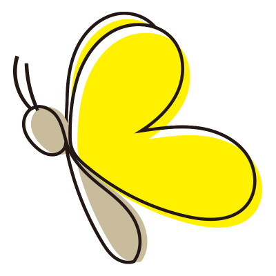 シンプルな黄色い蝶