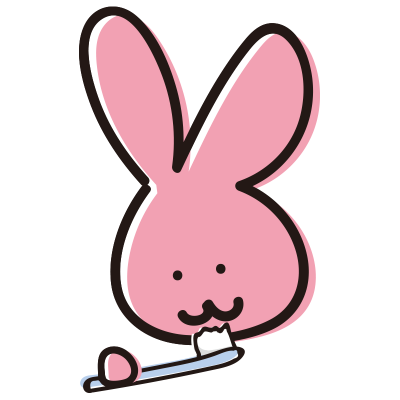 歯磨きするうさぎ