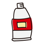 キャップのない赤色の絵具