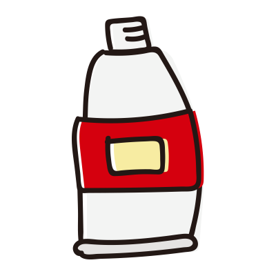 キャップのない赤色の絵具