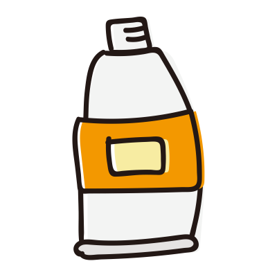 キャップのない橙色の絵具