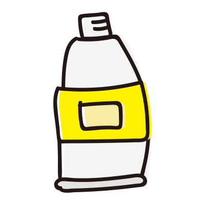 キャップのない黄色の絵具