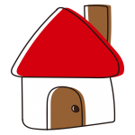 煙突のある赤い屋根の家