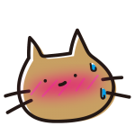 汗をかいているゆるいねこ