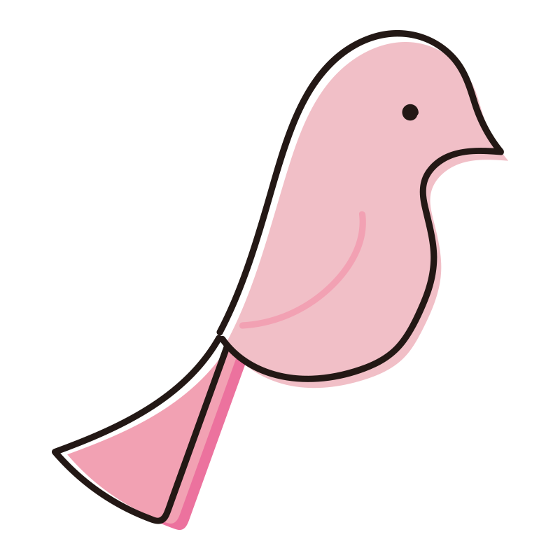 とまっているピンクの鳥の無料 フリー イラスト かわいい手描きの無料素材 てがきっず 保育園 小学校 介護施設にぴったりのフリー素材イラスト
