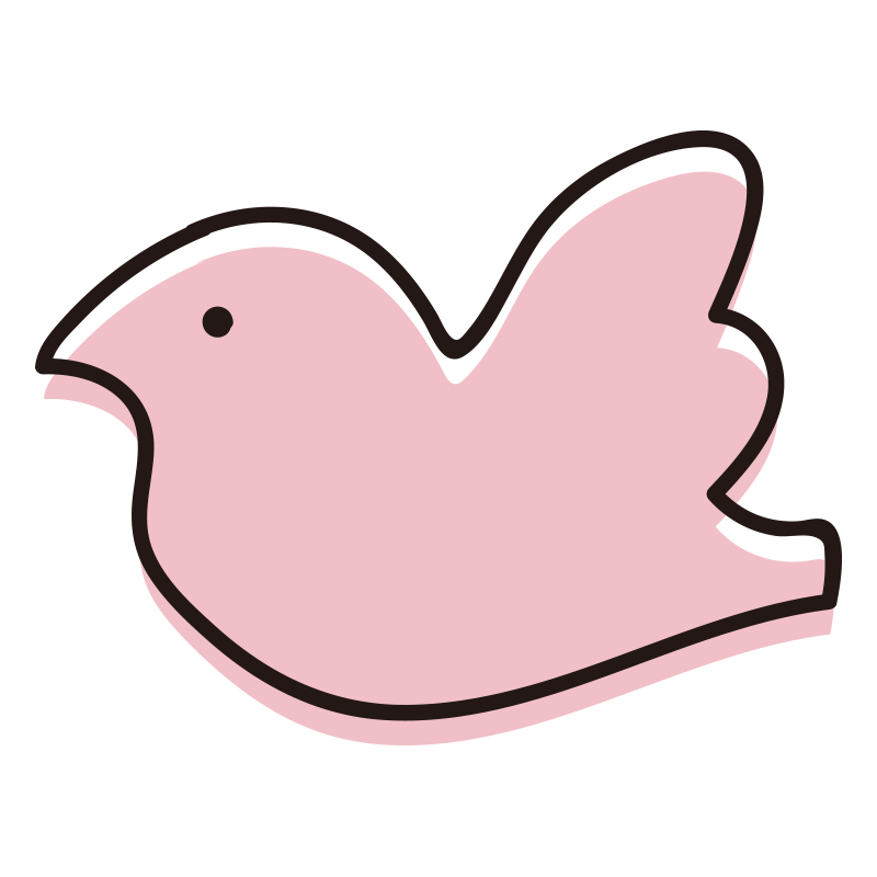 シンプルな横向きの鳥ピンクの無料 フリー イラスト てがきっず