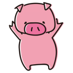 両手を上げたゆるいぶた