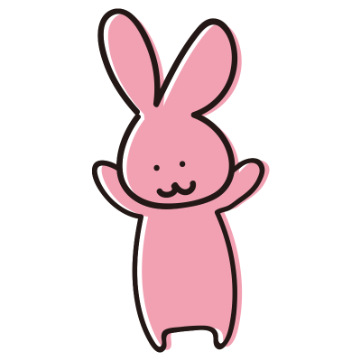両手を上げたゆるいうさぎ