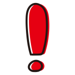 上が丸いビックリマーク赤