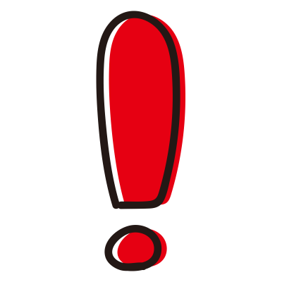 上が丸いビックリマーク赤