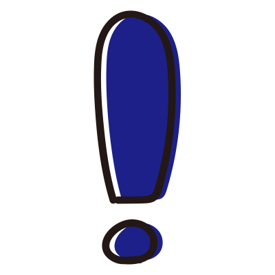 上が丸いビックリマーク青