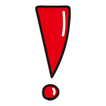 つやのある三角のビックリマーク赤