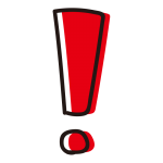 四角いビックリマーク赤