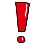 つやのある四角いビックリマーク赤