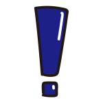 つやのある下も四角いビックリマーク青