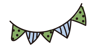 柄のある青と緑のガーランド