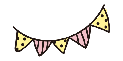 柄のあるピンクと黄色のガーランド