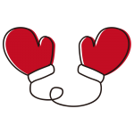 ひも付き手袋赤