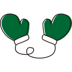 ひも付き手袋緑