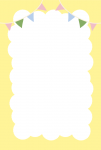 ふわふわの枠とガーランド黄色（はがき縦）