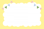 ふわふわの枠とガーランド黄色（はがき横）